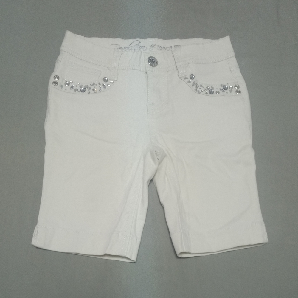 Women's White Embellished Shorts